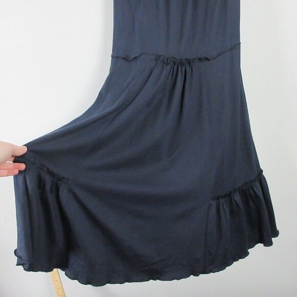 Peruvian Connection Black Midi Dress Women L Black Sleeveless Ruffled Summer 292 - Picture 5 of 8